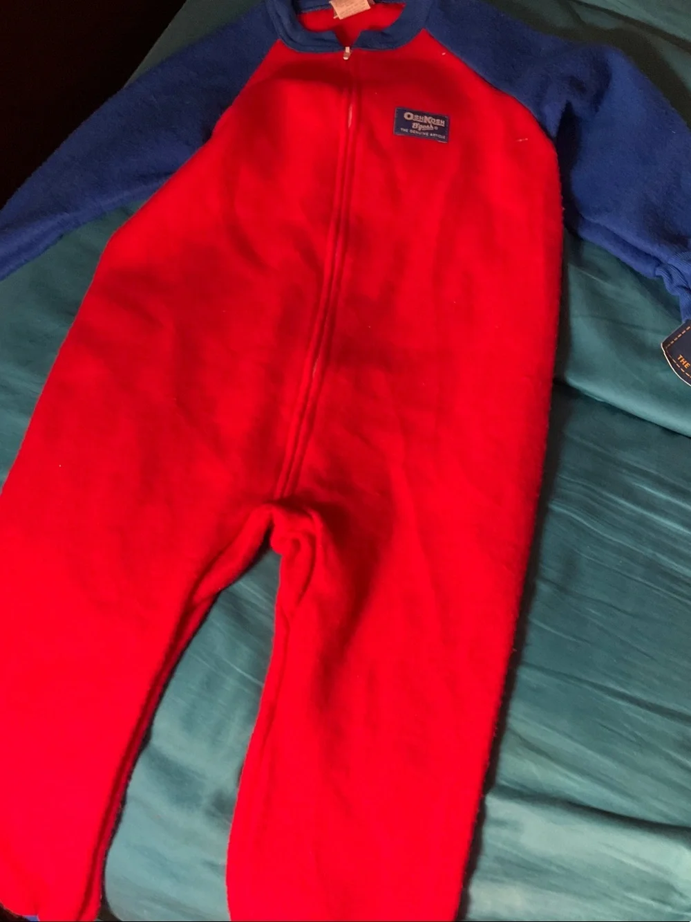 OshKosh B'gosh Red and Blue Fleece Footed One-Piece